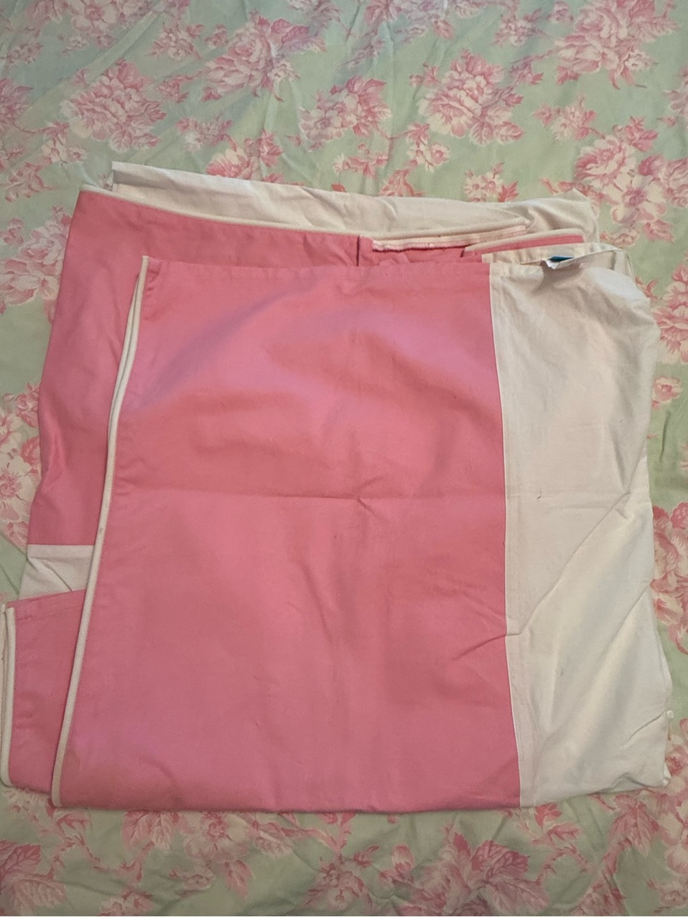 Pottery Barn Teen Pink and White Bed Skirt